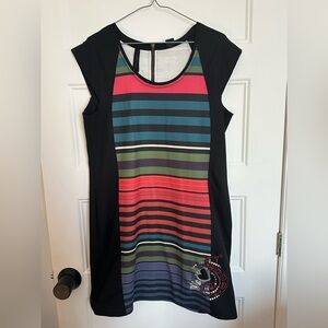 Colorful Striped Dress with Embroidery